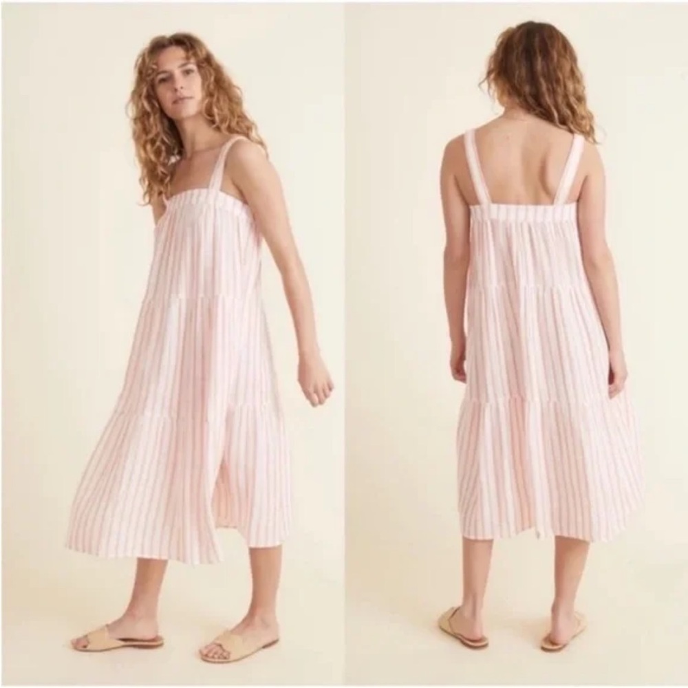 Marine Layer | Corinne square neck Striped Sundress with pockets comfy core